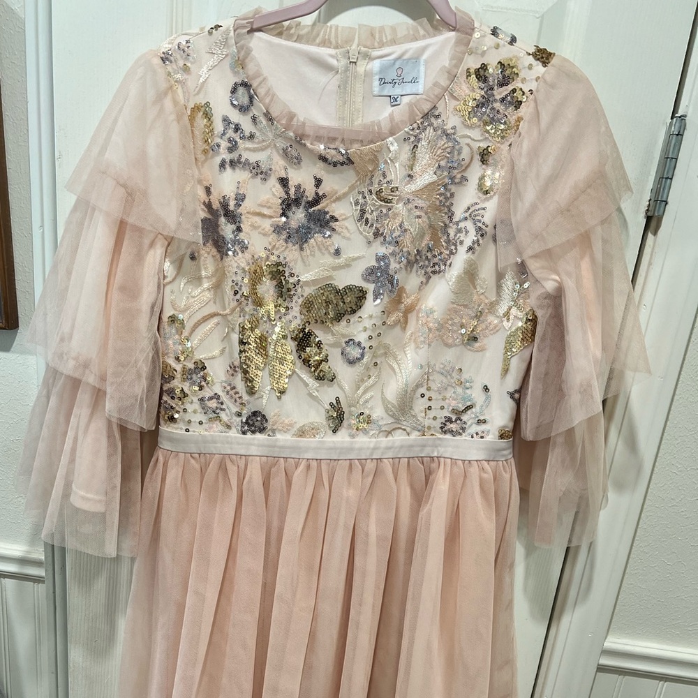 Dainty Jewells Blush Sequin Embroidered Tulle Dress M - Picture 3 of 8